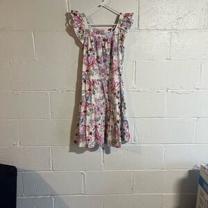 Yarn & Sea Square Neck Floral Dress with Ruffle Sleeves- Small